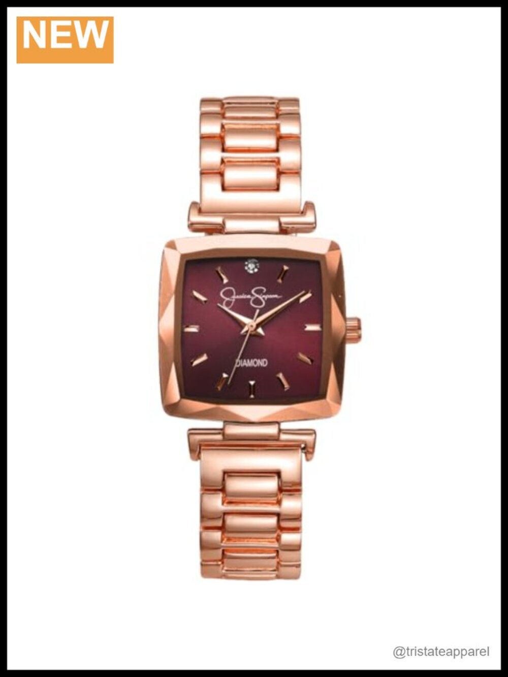 Square Dial Quartz Dress Watch Metal Bracelet Foldover Clasp